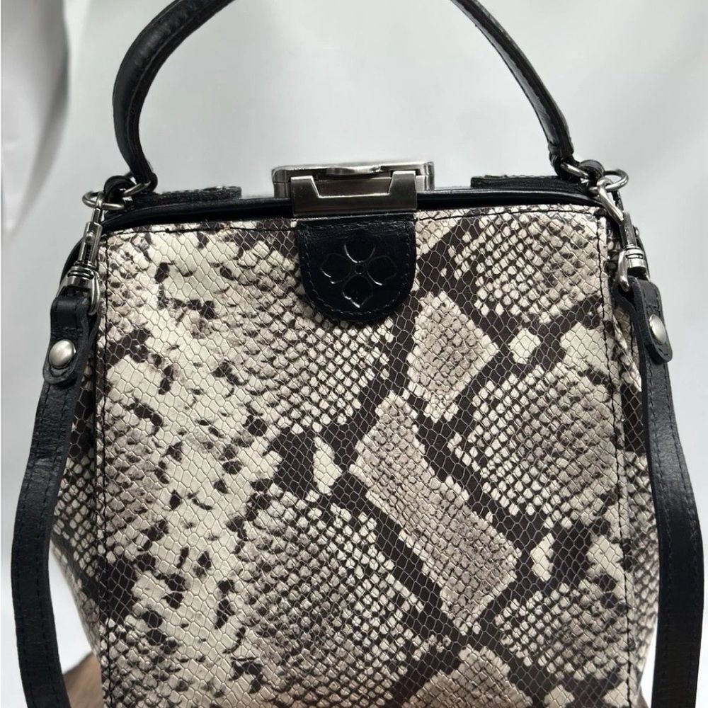 Patricia Nash Nela Frame Snakeskin Leather Crossbody Handbag Satchel Beautiful